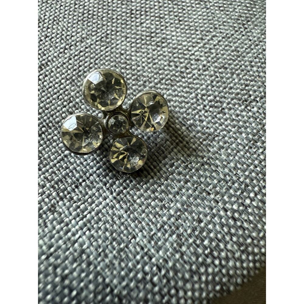 Vintage Rhinestone Scatter Pin Clear Glass Crystal Silver Tone Flower Atomic
